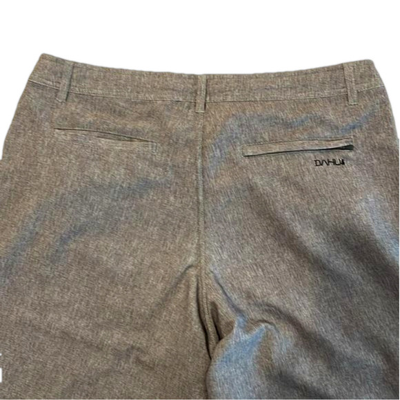 DaHui Sz 34 board shorts in heathered brown/grey with back  zip pocket - Picture 2 of 10